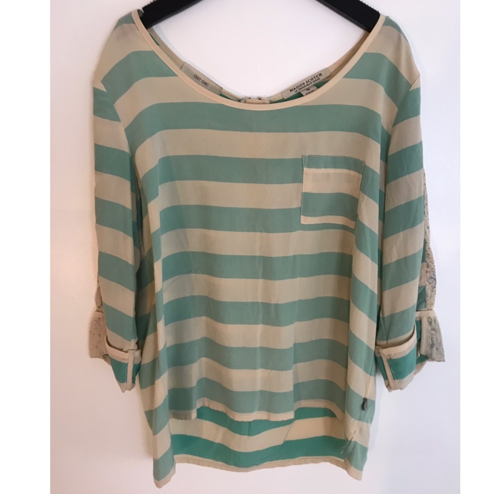 maison scotch silk striped top xs